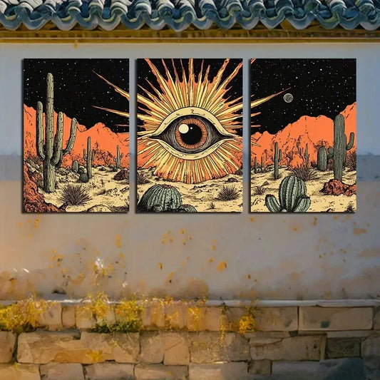 3pcs Strange Eye in the Desert Metal Print Ready to Hang Art