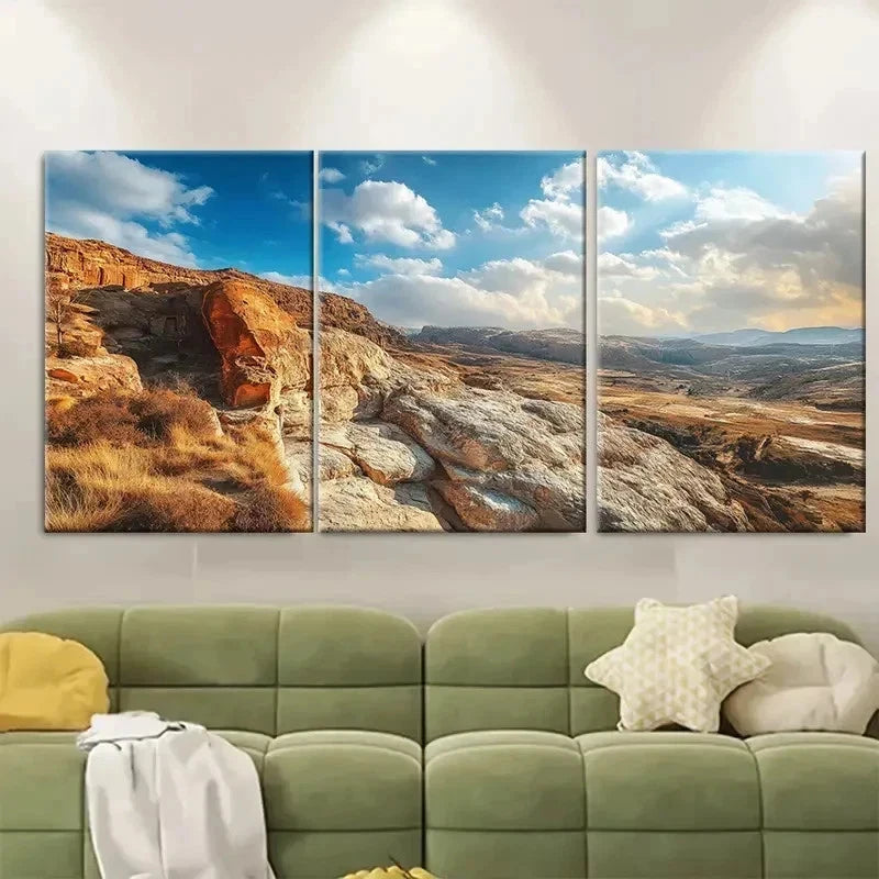 3pcs Petra The Treasury Monastery Travel Metal Print Ready to Hang Art