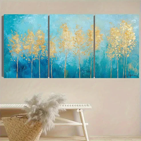 3pcs White Birch Forests Wall Art Set Canvas Unframed - High Quality Print 100% Australian Made Wall Canvas