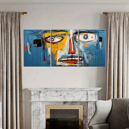 3pcs Abstract Art Bold Colors Geometric Shapes Metal Print Ready to Hang Art