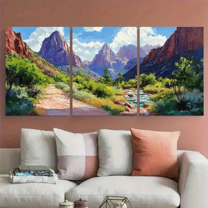 3pcs Enchanting Wildflower Abstract Floral Meadow Metal Print Ready to Hang Art