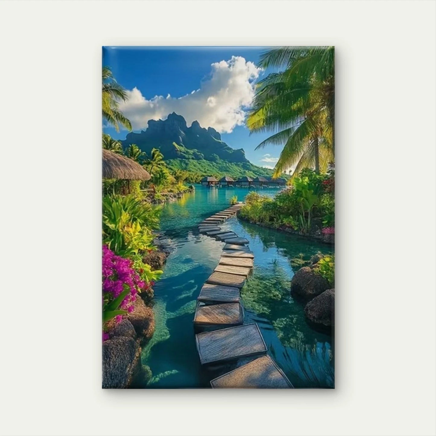 Tropical Island Stone Path Metal Print Ready to Hang
