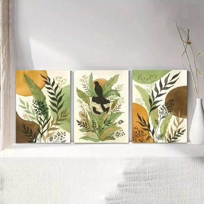 3pcs Water Color Plant Abstract Boho Wall Art Canvas Framed 40x60cm - High Quality Print 100% Australian Made Wall Canvas Ready to Hang