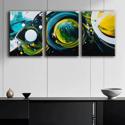 3pcs Green Bubble Abstract Metal Print Ready to Hang Art
