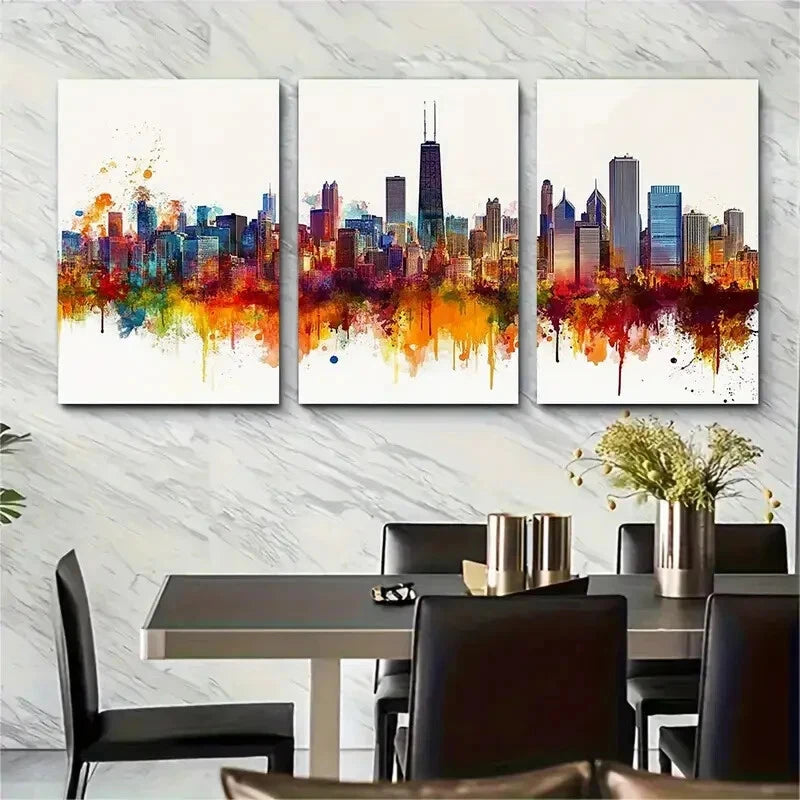 3pcs Vibrant Cityscape Poster Spreckels Building Metal Print Ready to Hang Art