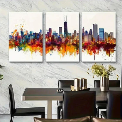 3pcs Vibrant Cityscape Poster Spreckels Building Metal Print Ready to Hang Art