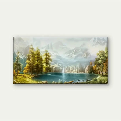 Mountain Lake Forest Misty Wall Art Canvas Office Home Room Framed 120x60cm