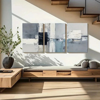 3pcs Geometric Design Monochrome Palette Texture Metal Print Ready to Hang Art