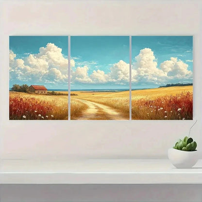 3pcs Cloudy Sky Landscape Vintage Perfect Wall Art Set Canvas Framed 40x60cm - High Quality Print 100% Australian Made Wall Canvas Ready to Hang
