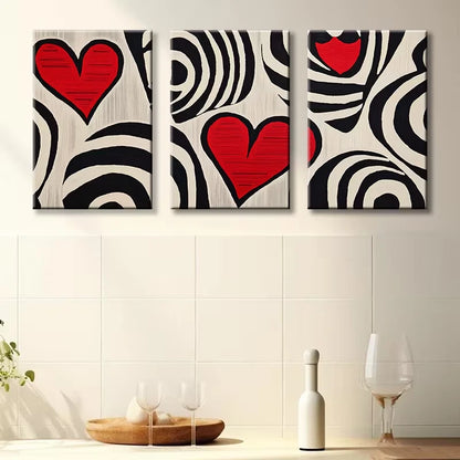 3pcs Modern Abstract Love Heart Wall Art Set Canvas Framed 60x90cm - High Quality Print 100% Australian Made Wall Canvas Ready to Hang