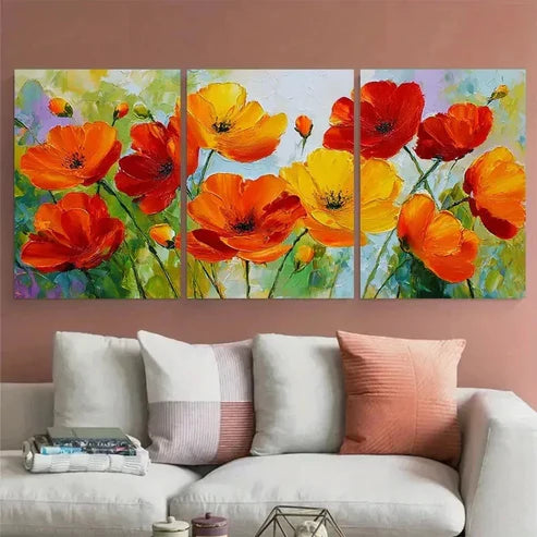 3pcs Blooming Flower Cloud Texture Wall Art Canvas Unframed - High Quality Print 100% Australian Made Wall Canvas