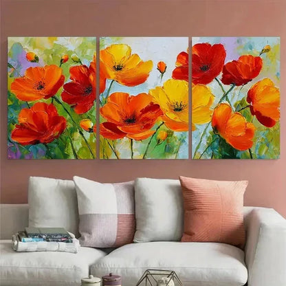 3pcs Blooming Flower Cloud Texture Wall Art Canvas Unframed - High Quality Print 100% Australian Made Wall Canvas