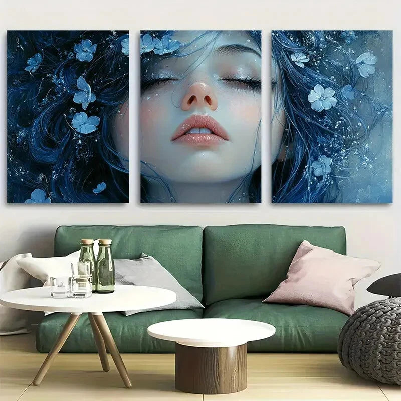 3pcs Celestial Goddess of the Moon Metal Print Ready to Hang Art