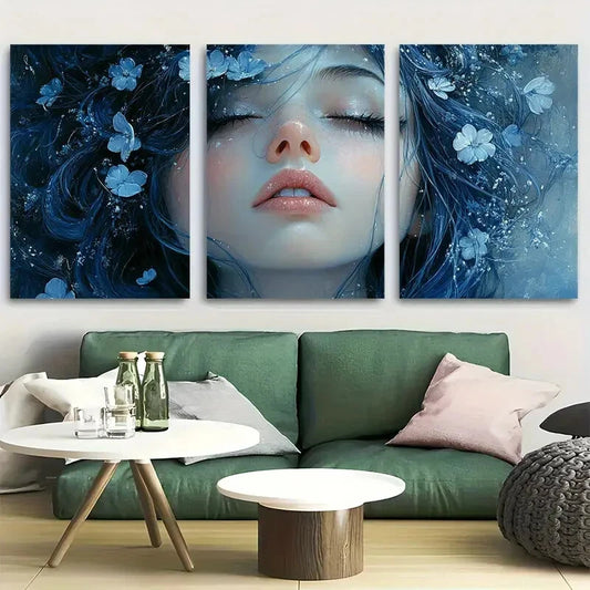 3pcs Celestial Goddess of the Moon Metal Print Ready to Hang Art