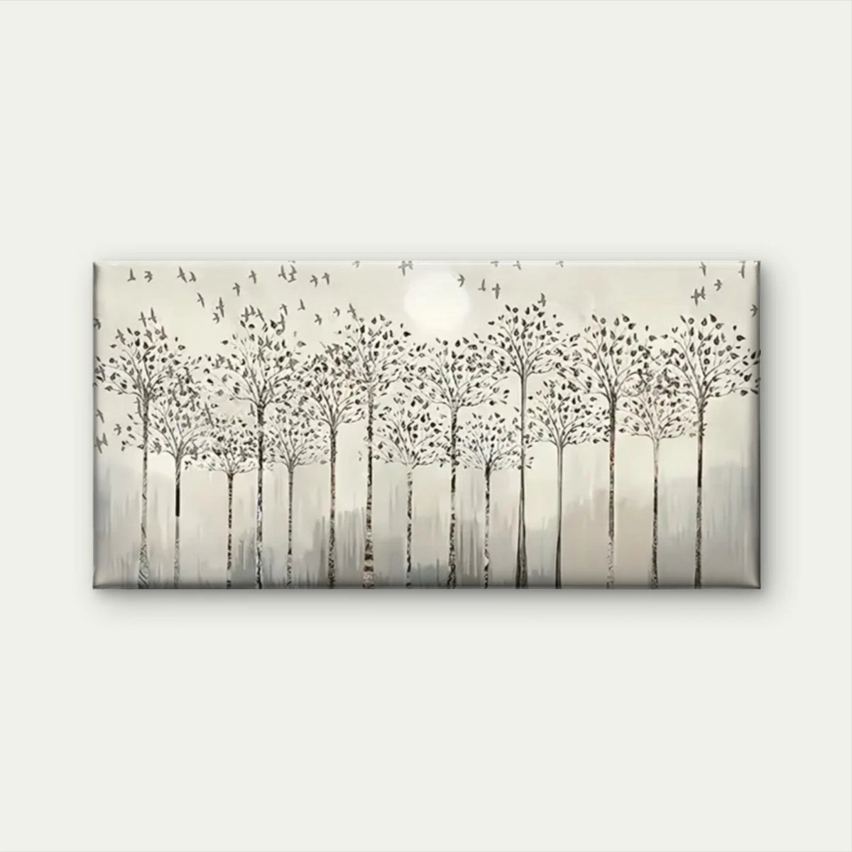 Trees Birds Forest Abstract Wall Art Canvas Office Home Room Framed 120x60cm