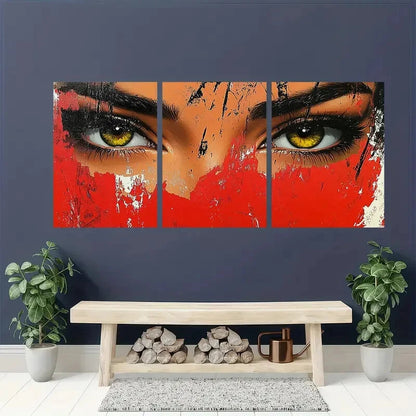 3pcs Vibrant Abstract Bold Colors and Textured Metal Print Ready to Hang Art