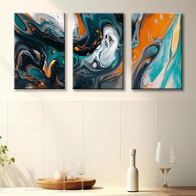 3pcs Clear Stained Glass Leaves Modern Design Wall Art Set Canvas Framed 50x70cm - High Quality Print 100% Australian Made Wall Canvas Ready to Hang