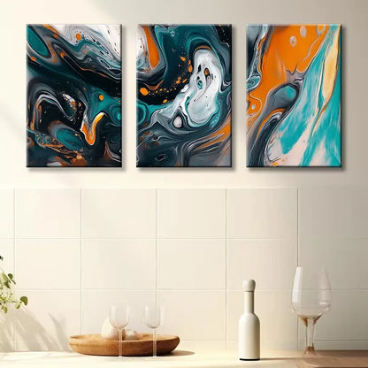 3pcs Clear Stained Glass Leaves Modern Design Wall Art Set Canvas Framed 50x70cm - High Quality Print 100% Australian Made Wall Canvas Ready to Hang