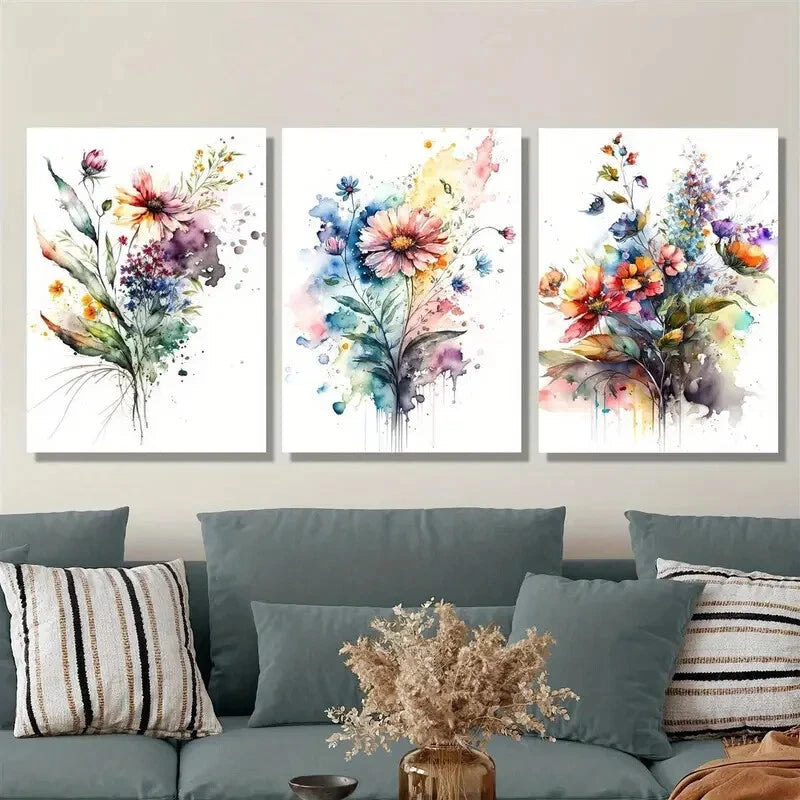 3pcs Abstract beautiful flowers impressionist Metal Print Ready to Hang Art
