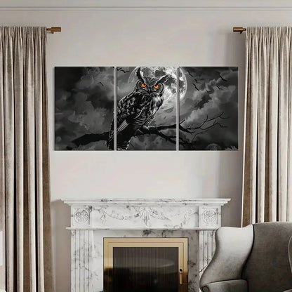 3pcs Owl Moon Night Sky Birds Animal Art Metal Print Ready to Hang Art