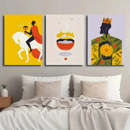 3pcs Crowned King with Star Medallion Perfect Wall Art Set Canvas Framed 40x60cm - High Quality Print 100% Australian Made Wall Canvas Ready to Hang