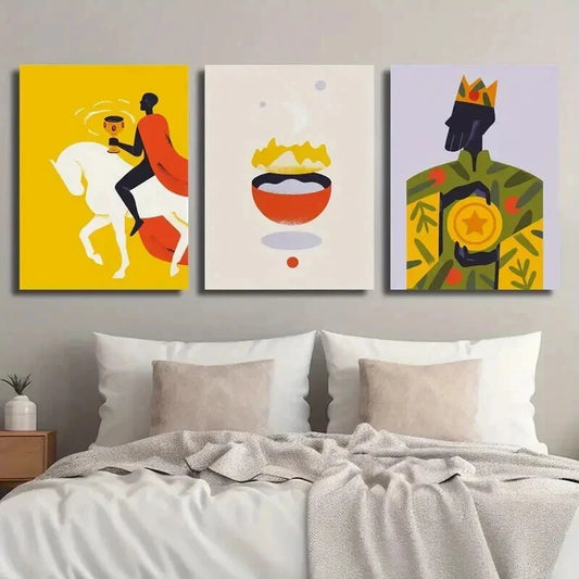 3pcs Crowned King with Star Medallion Perfect Wall Art Set Canvas Framed 40x60cm - High Quality Print 100% Australian Made Wall Canvas Ready to Hang
