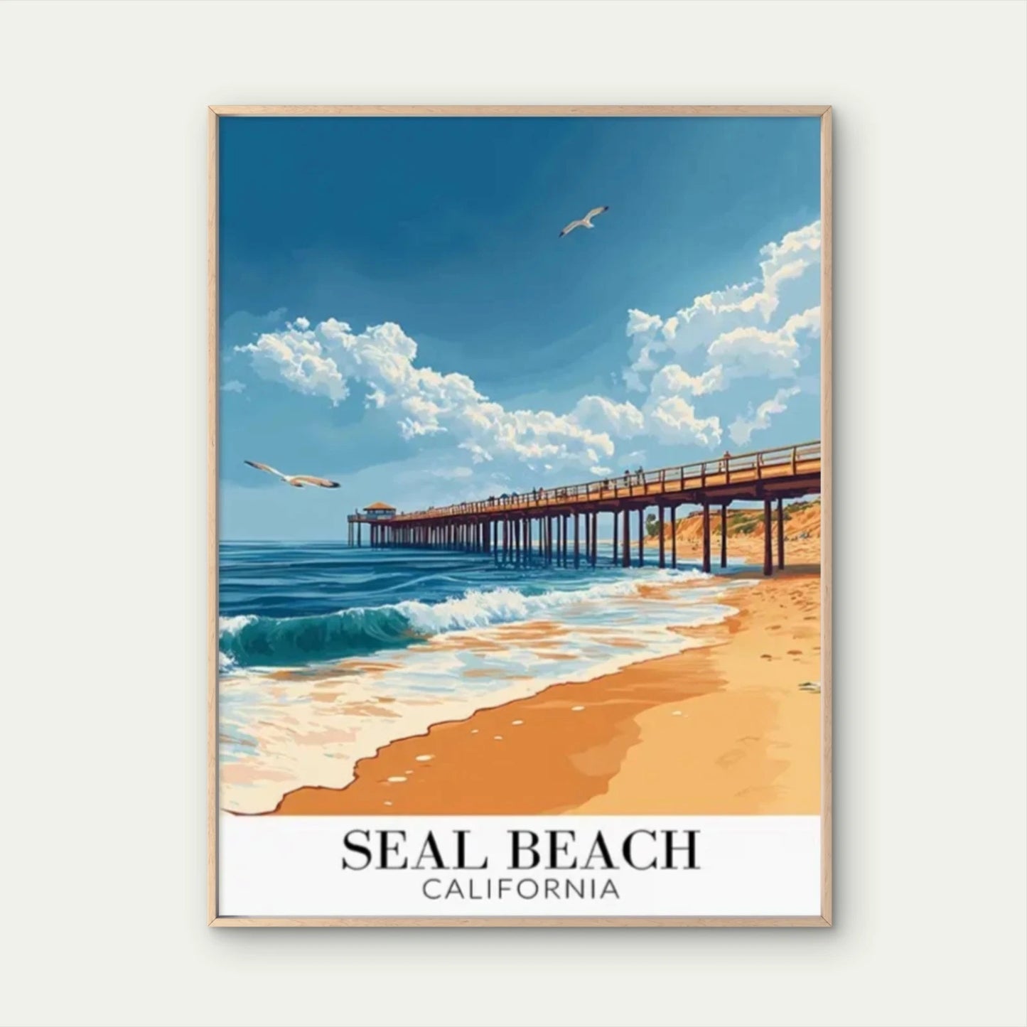 Vintage California Coastal Beach Travel Poster Print Wall Art