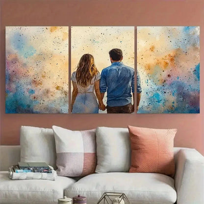 3pcs Couple Wedding Anniversary Portrait Metal Print Ready to Hang Art