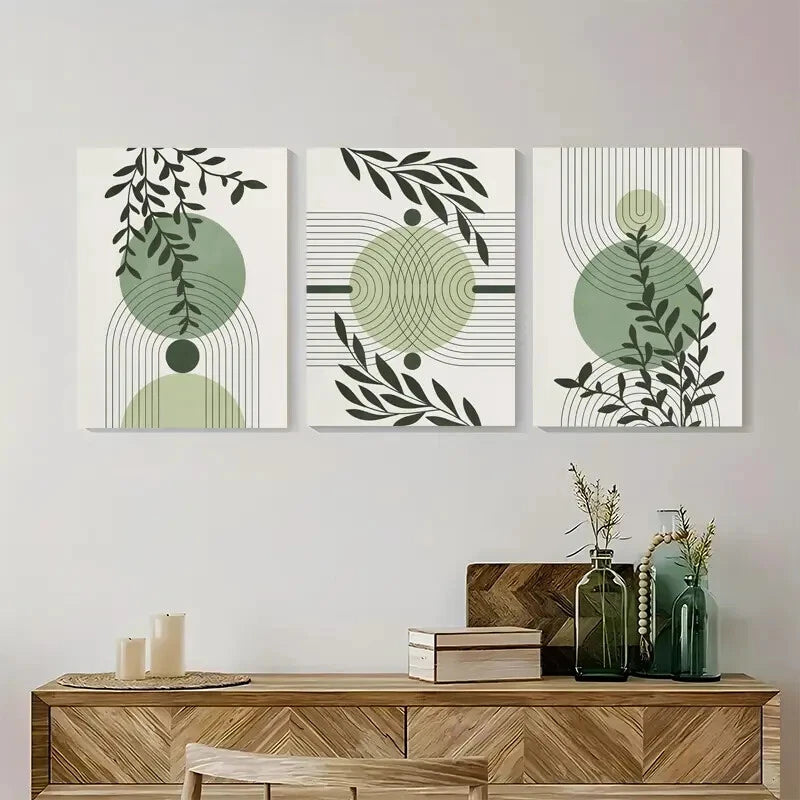 3pcs Botanical Floral Sage Green Artwork MidMetal Print Ready to Hang Art