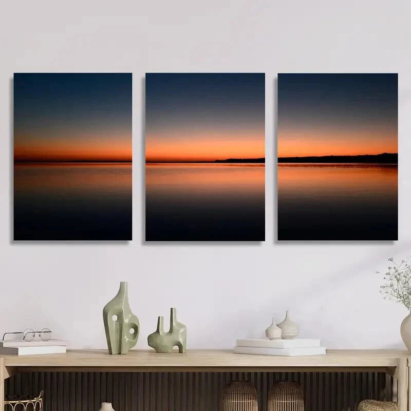 3pcs Sunset photography on the sea Metal Print Ready to Hang Art