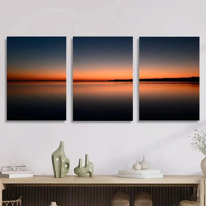 3pcs Sunset photography on the sea Metal Print Ready to Hang Art