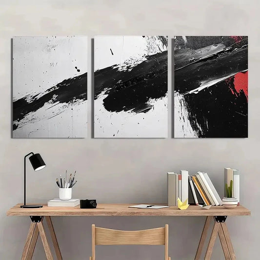 3pcs Black and White Abstract Graffiti Wall Art Set Canvas Framed 40x60cm - High Quality Print 100% Australian Made Wall Canvas Ready to Hang