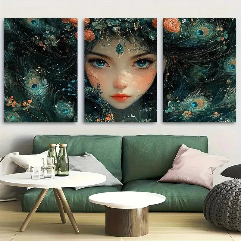 3pcs Hera Queen Of The Gods Design Metal Print Ready to Hang Art