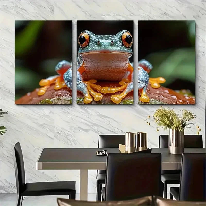 3pcs Tree Frog Art of Animals T Wall Art Set Canvas Framed 60x90cm - High Quality Print 100% Australian Made Wall Canvas Ready to Hang