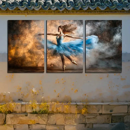 3pcs Vibrant Dancing Ballerina Illustration Metal Print Ready to Hang Art