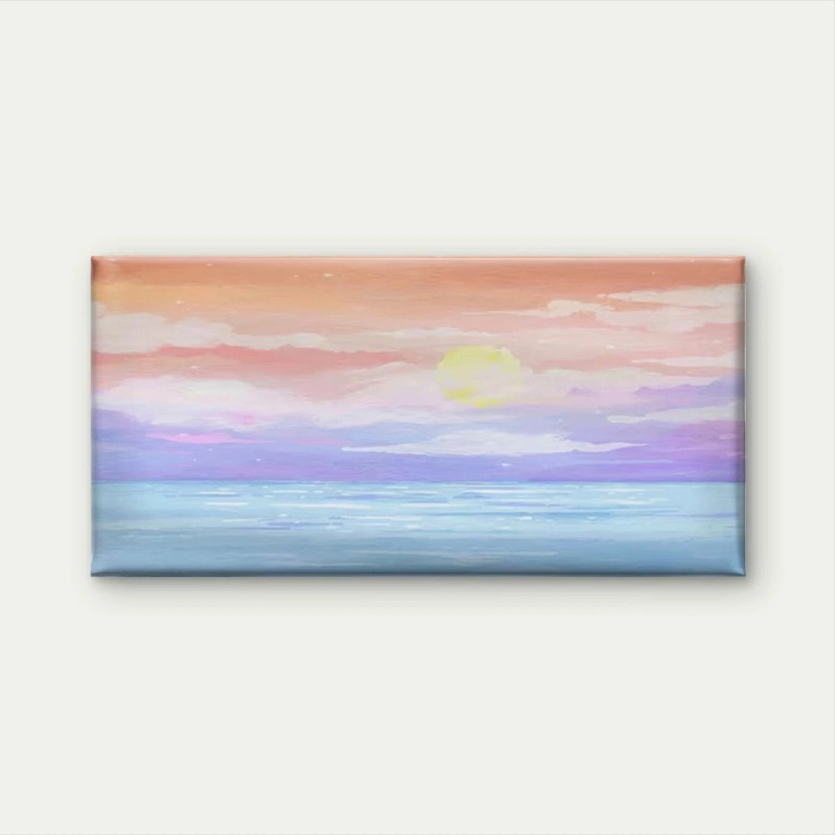 Pastel Sunset Sea & Sky Wall Art Canvas Office Home Room Framed 120x60cm