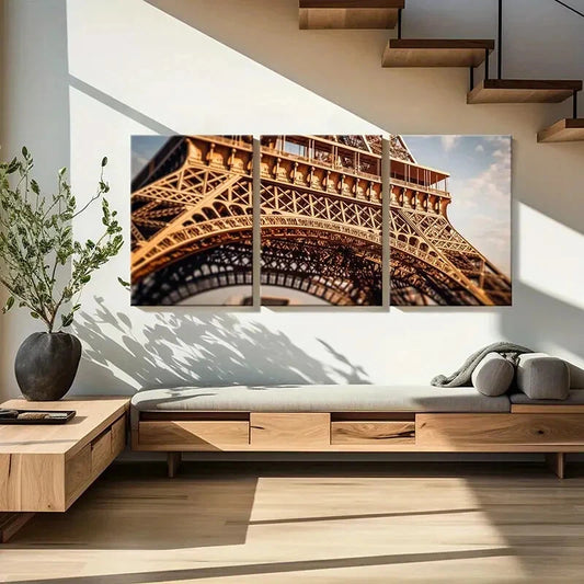 3pcs Eiffel Tower Architectural Marvel Parisian Metal Print Ready to Hang Art
