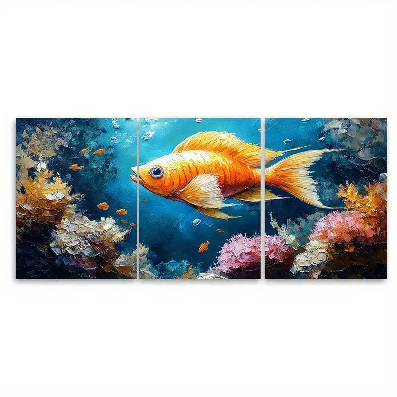 3pcs Seashell Underwater Marine Illustration Wall Art Set Canvas Framed 50x70cm - High Quality Print 100% Australian Made Wall Canvas Ready to Hang