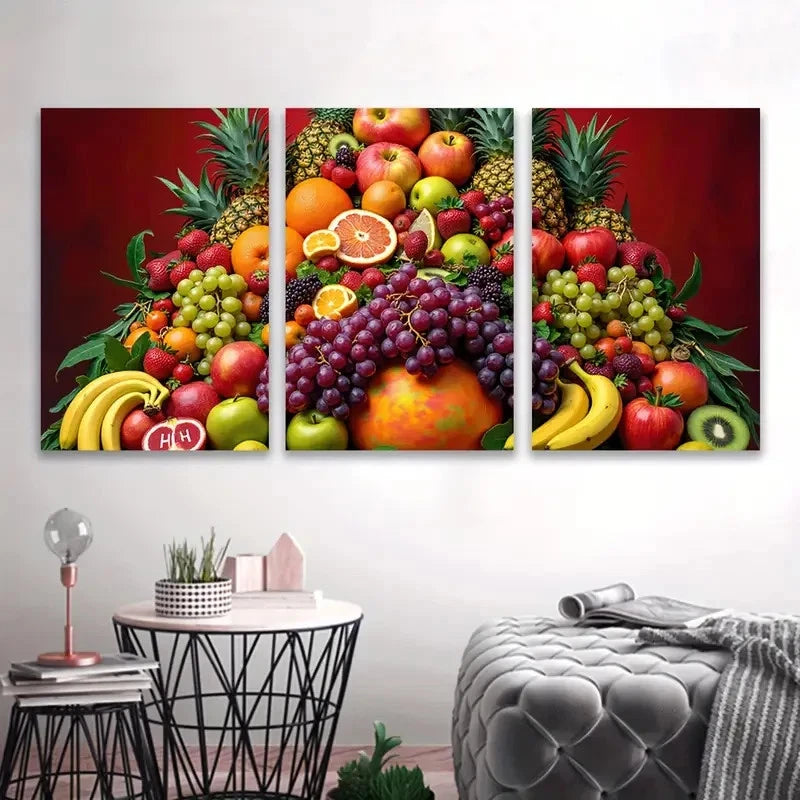 3pcs Colorful Fruit Still Life Wall Art Set Canvas Framed 40x60cm - High Quality Print 100% Australian Made Wall Canvas Ready to Hang