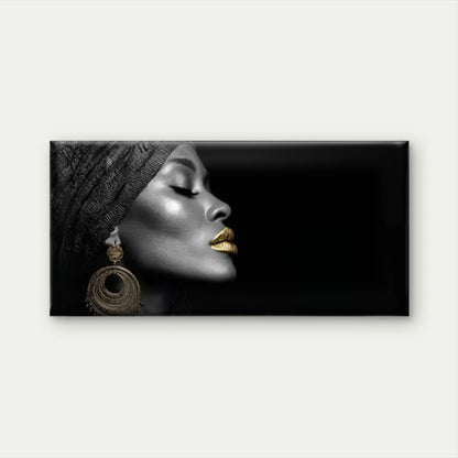 Earrings & Golden Lip Makeup Wall Art Canvas Office Home Room Framed 120x60cm