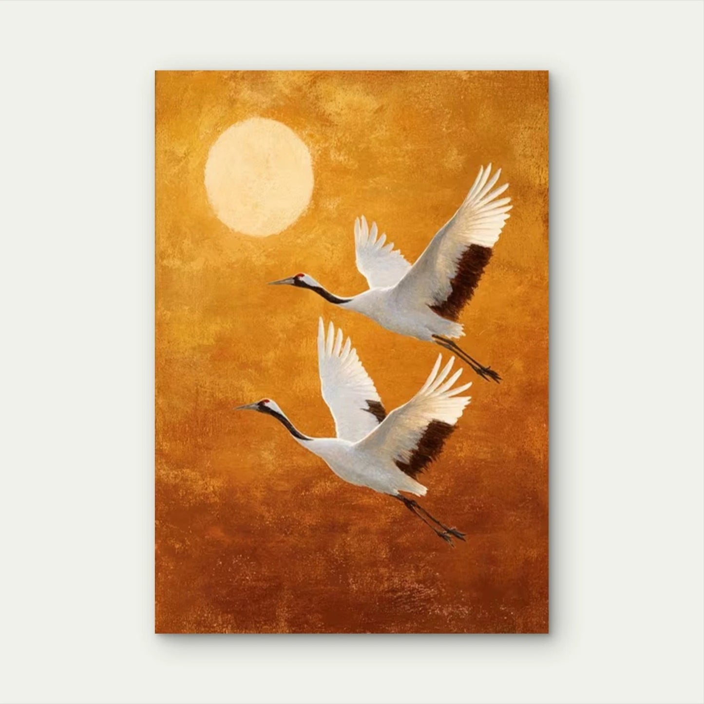 Two Graceful White Cranes  60x90cm Metal Print Ready to Hang
