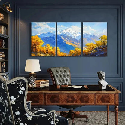 3pcs Mountain Landscape Autumn Trees Poster Metal Print Ready to Hang Art