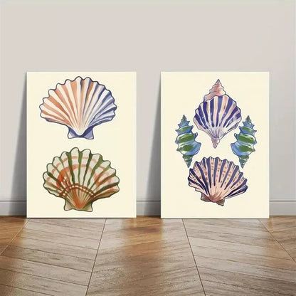2pcs Nordic Style, Blue Shell Canvas Framed 50x75cm - High Quality Print 100% Australian Made Wall Canvas Ready to Hang