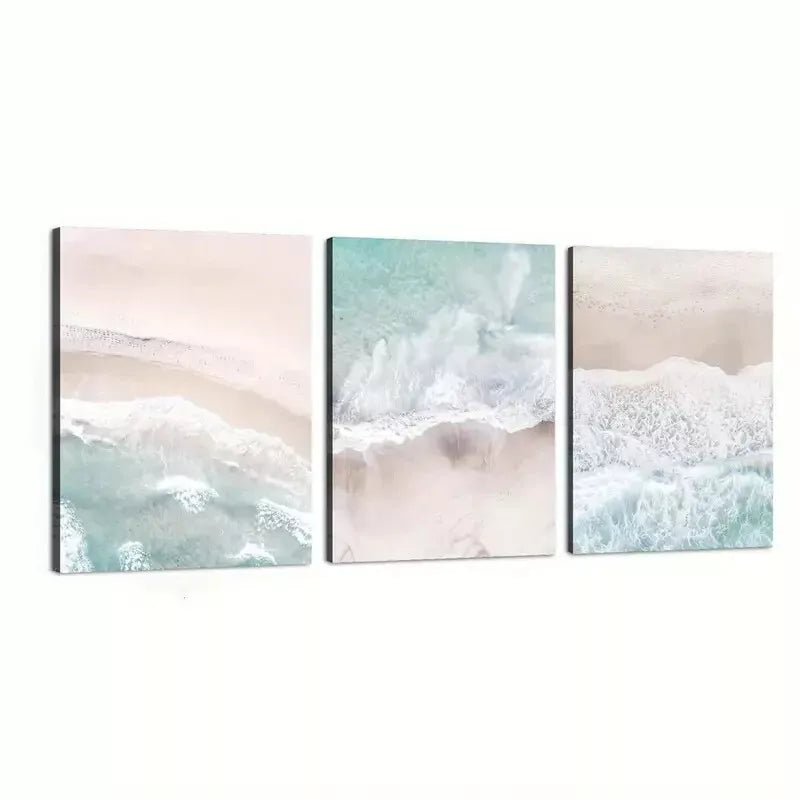 3pcs Ocean & Beach Wave Wall Art Set Canvas Framed 50x70cm - High Quality Print 100% Australian Made Wall Canvas Ready to Hang - Bella Home Decor
