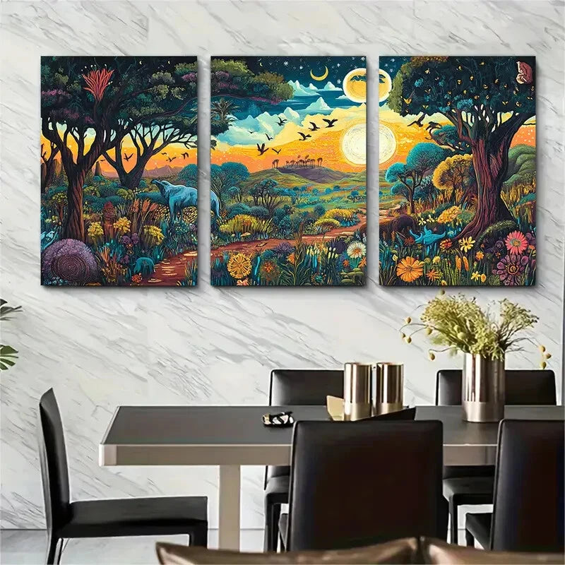 3pcs African WildlifeMaasai Mara National Reserve Metal Print Ready to Hang Art