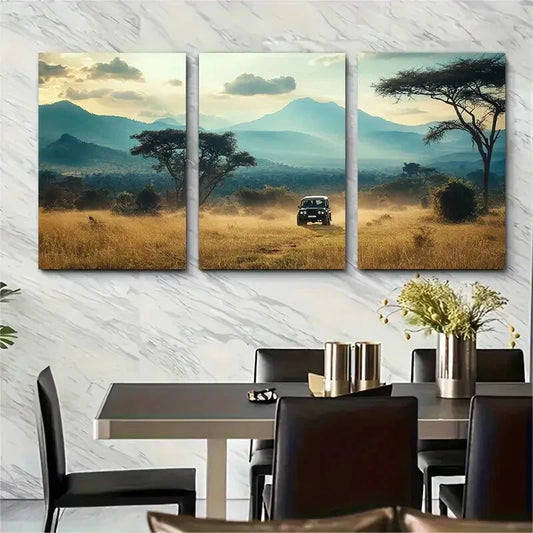 3pcs Uganda Safari Adventure Unique Metal Print Ready to Hang Art