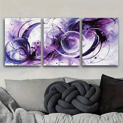 3pcs Abstract Purple Modern Fluid Swirl Perfect Wall Art Set Canvas Framed 40x60cm - High Quality Print 100% Australian Made Wall Canvas Ready to Hang