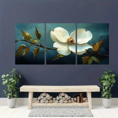 3pcs Elegant Dogwood Flower White Cornus Florida Metal Print Ready to Hang Art