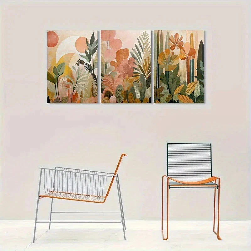 3pcs Abstract Botanical Modern Plant Metal Print Ready to Hang Art