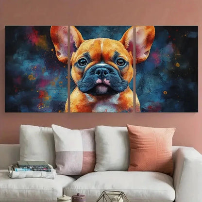 3pcs French Bulldog Puppy Watercolour Design Metal Print Ready to Hang Art